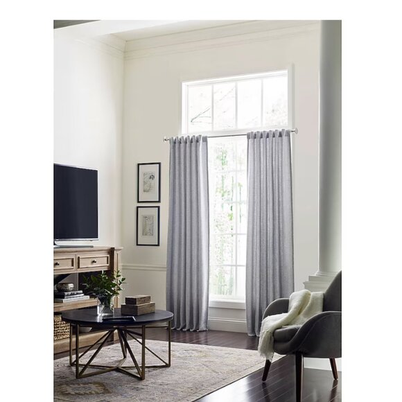 allen + roth 84-in Gray Block Room darkening Interlined Back tab Single curtain - Picture 1 of 4
